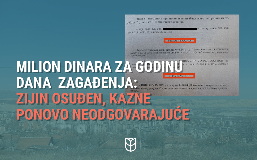 Serbia-Zijin-Copper milion dinara kazna za godinu dana zagađenja